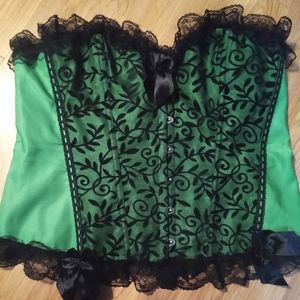 Green and black corset